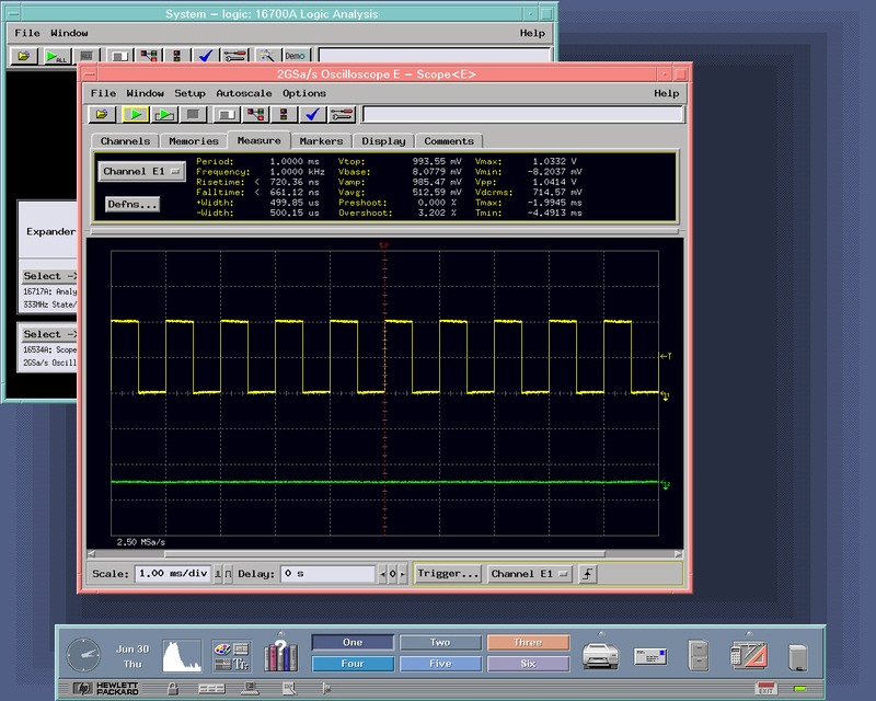 VUE screen running the Logic Analyser application